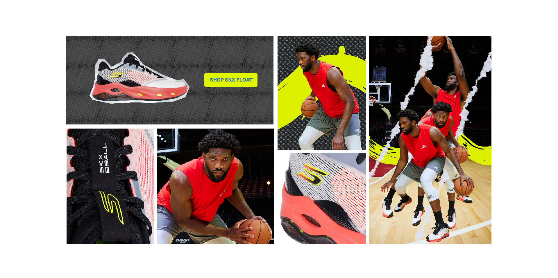 Joel Embiid grid playing basketball in SKX FLOAT