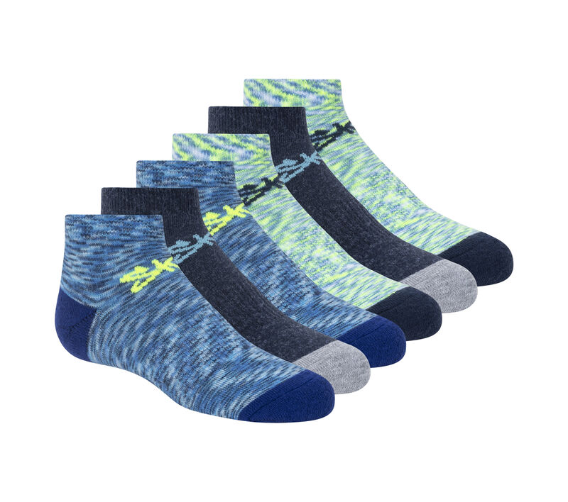 6 Pack Space Dye Low Cut Socks, BLEU / GRIS, largeimage number 0