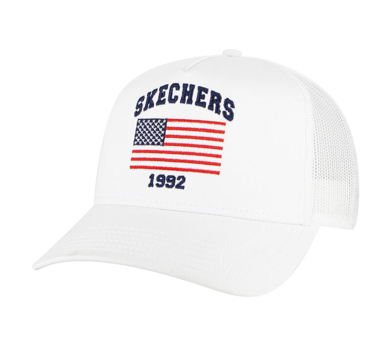 Skechers Accessories USA Flag Trucker Hat, BLANC, largeimage number 0