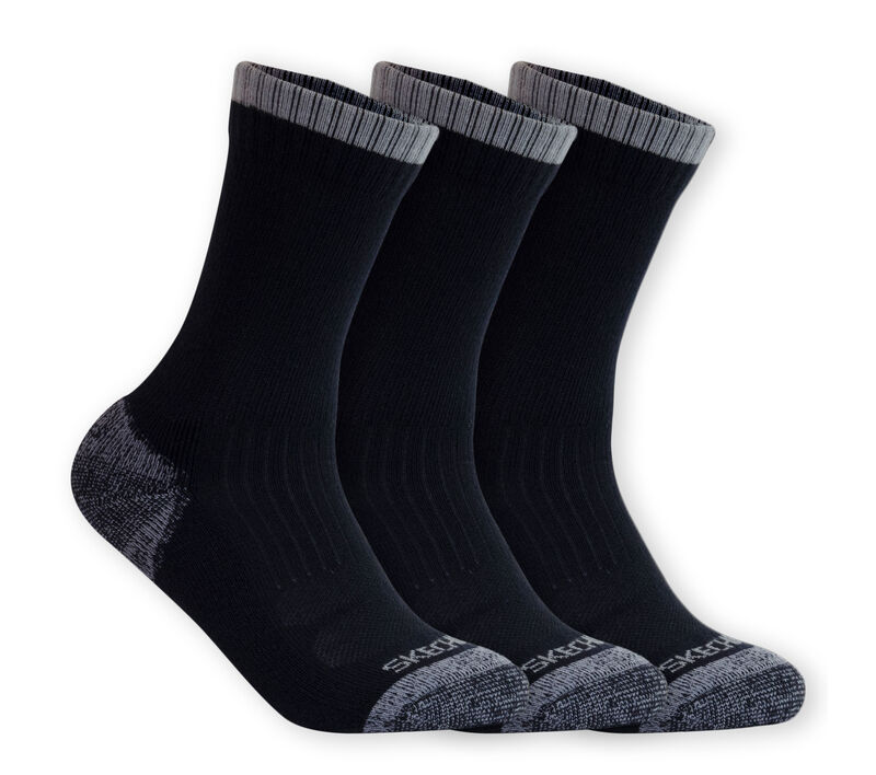 3 Pack Half Terry Work Crew Socks, BLACK / GRAY, largeimage number 0