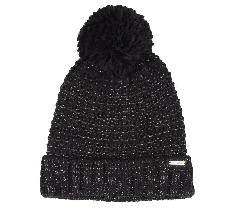 Reverse Stitch Pom-Pom Beanie, NOIR, largeimage number 0