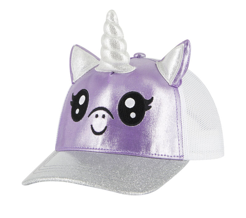 Unicorn Sparkle Trucker Hat, LIGHT GRAY / PURPLE, largeimage number 0