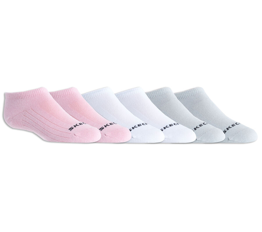 6 Pack Non Terry No Show Socks, ROSE / GRIS, largeimage number 0