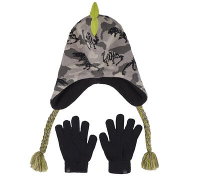 Dino Camo Jacquard Hat and Glove Set