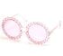 Round Rhinestone Sunglasses, PINK, swatch