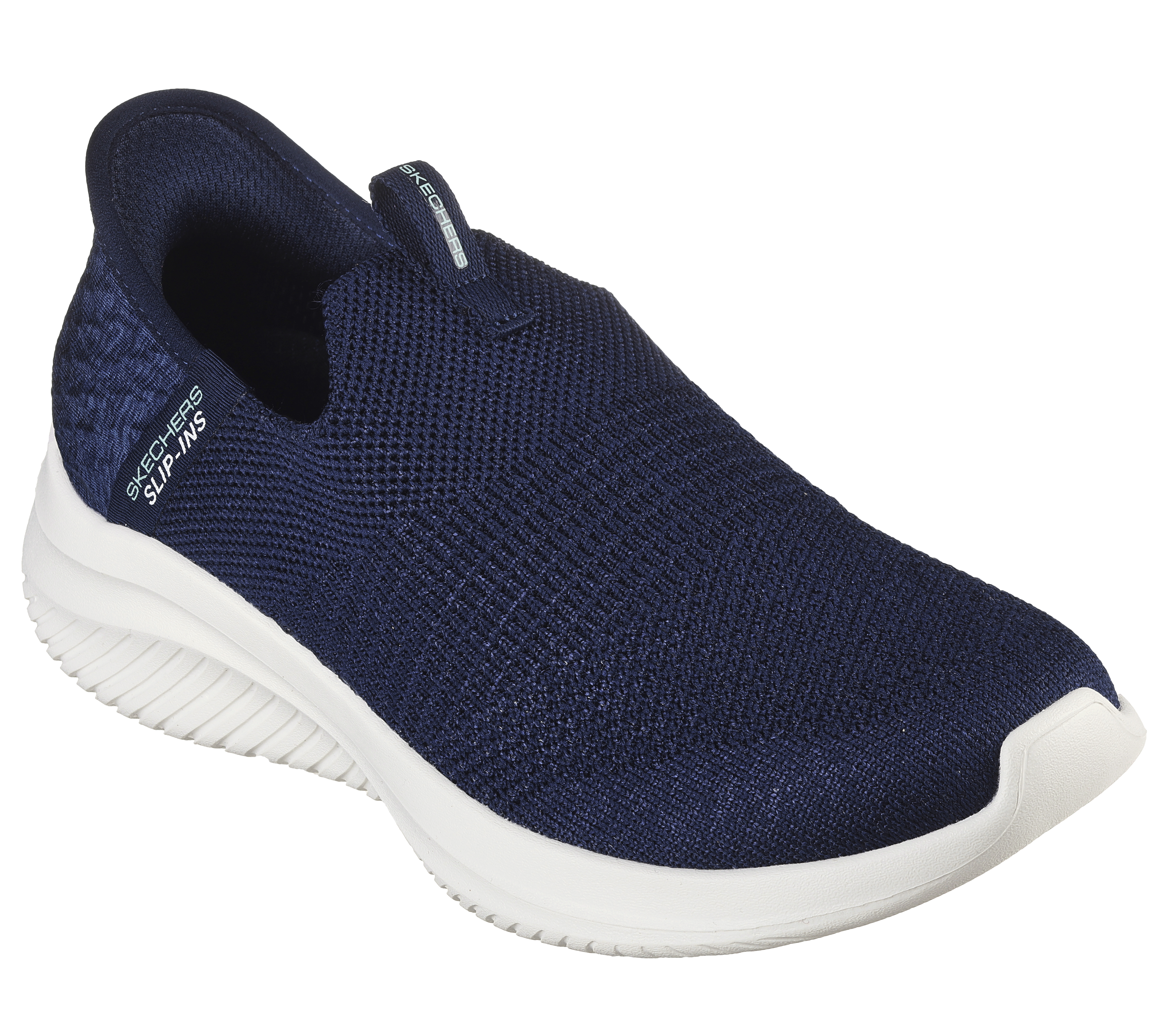 Navy blue slip on sale skechers