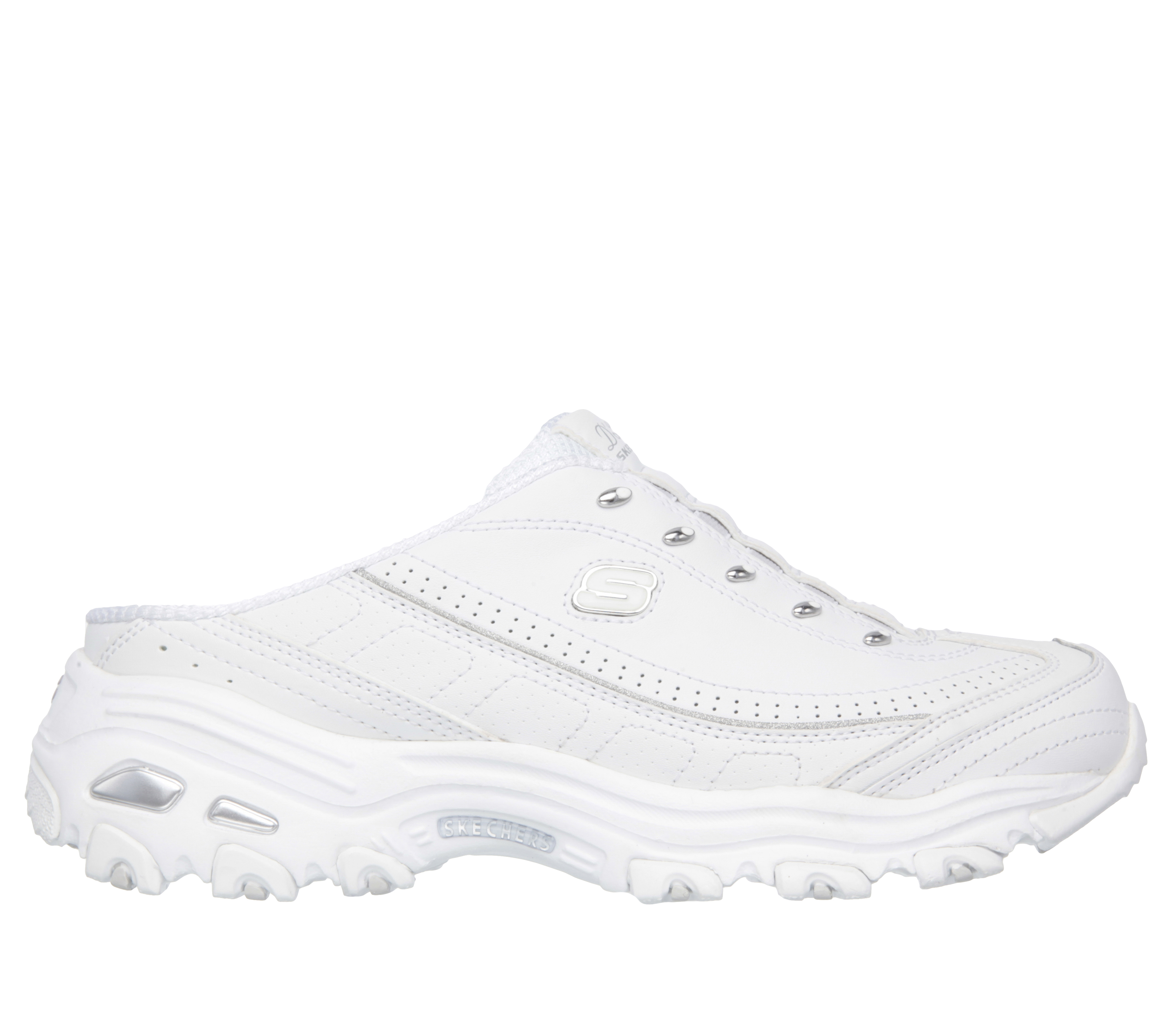 Skechers D Lites Fashion Sneakers Womens Size 9.5 Wide Shoes White Silver  Grey