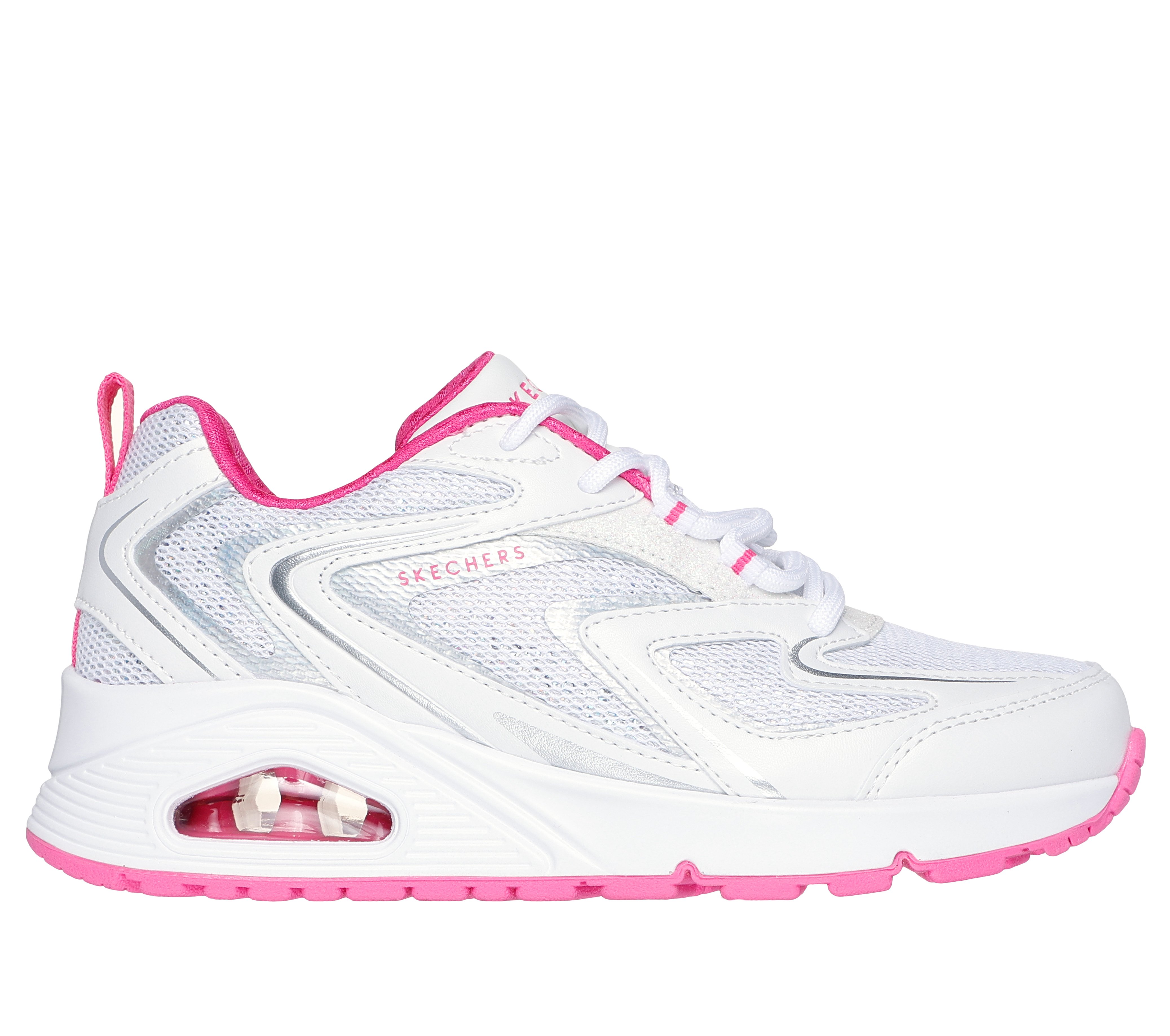 Pink and clearance white skechers