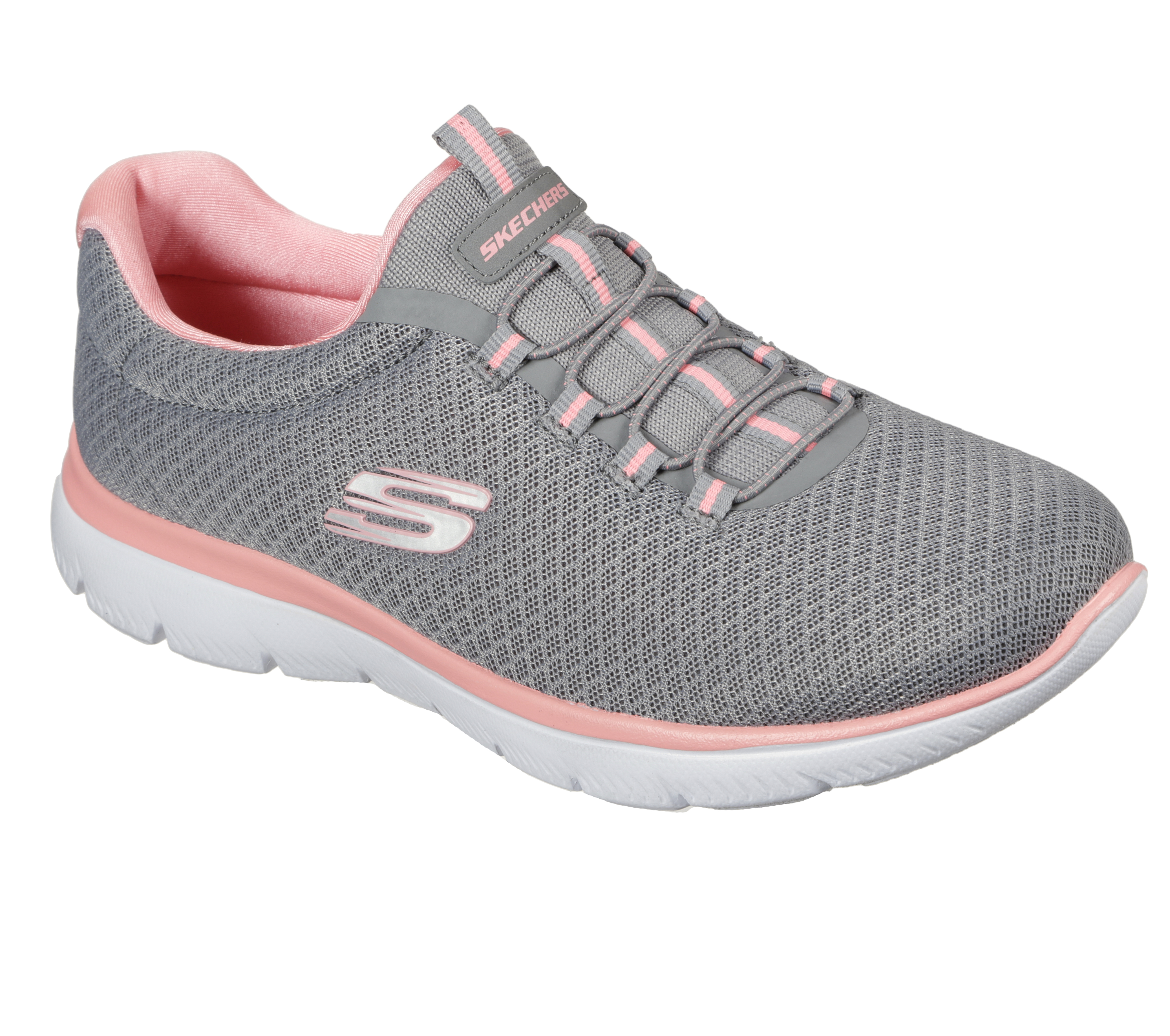 Grey and pink ladies skechers on sale