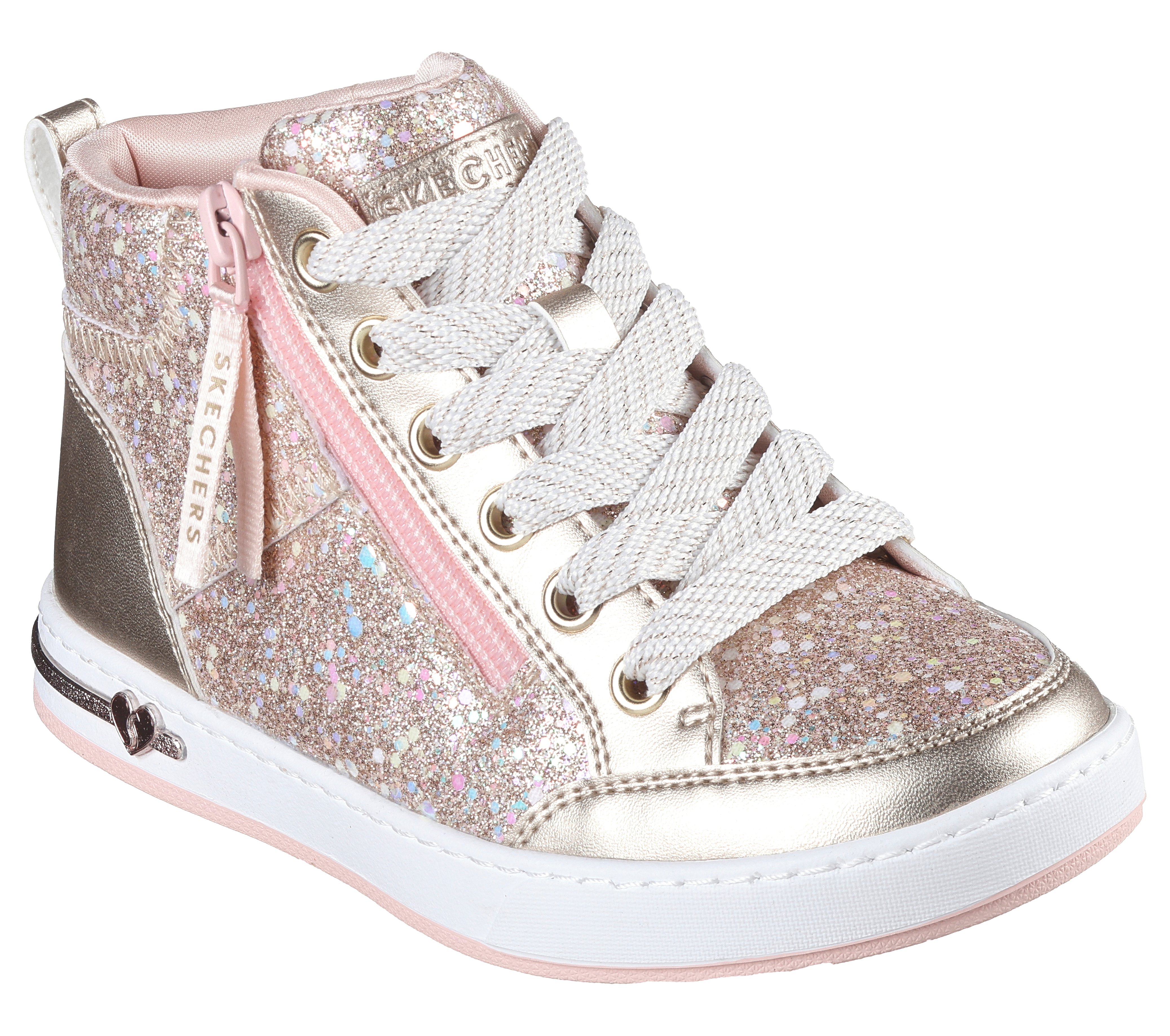 Girls Skechers Bella Ballerina High Top Sequins Glitter Sneakers